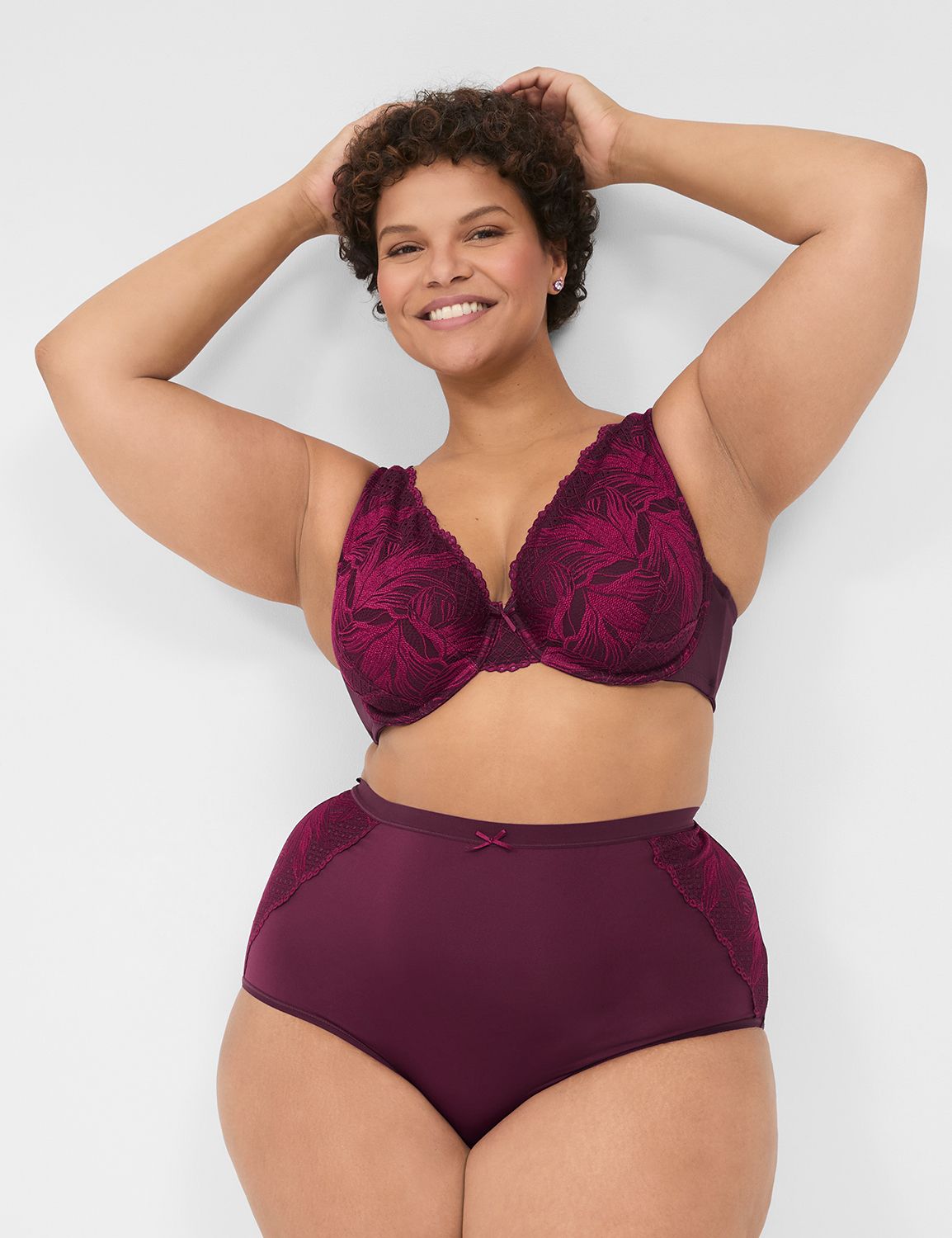 No-Show High-Waist Brief Panty With Lace | LaneBryant