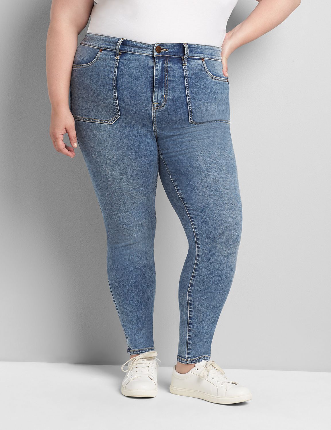 Straight Fit High-Rise Skinny Jean- Medium Wash Product Image 1