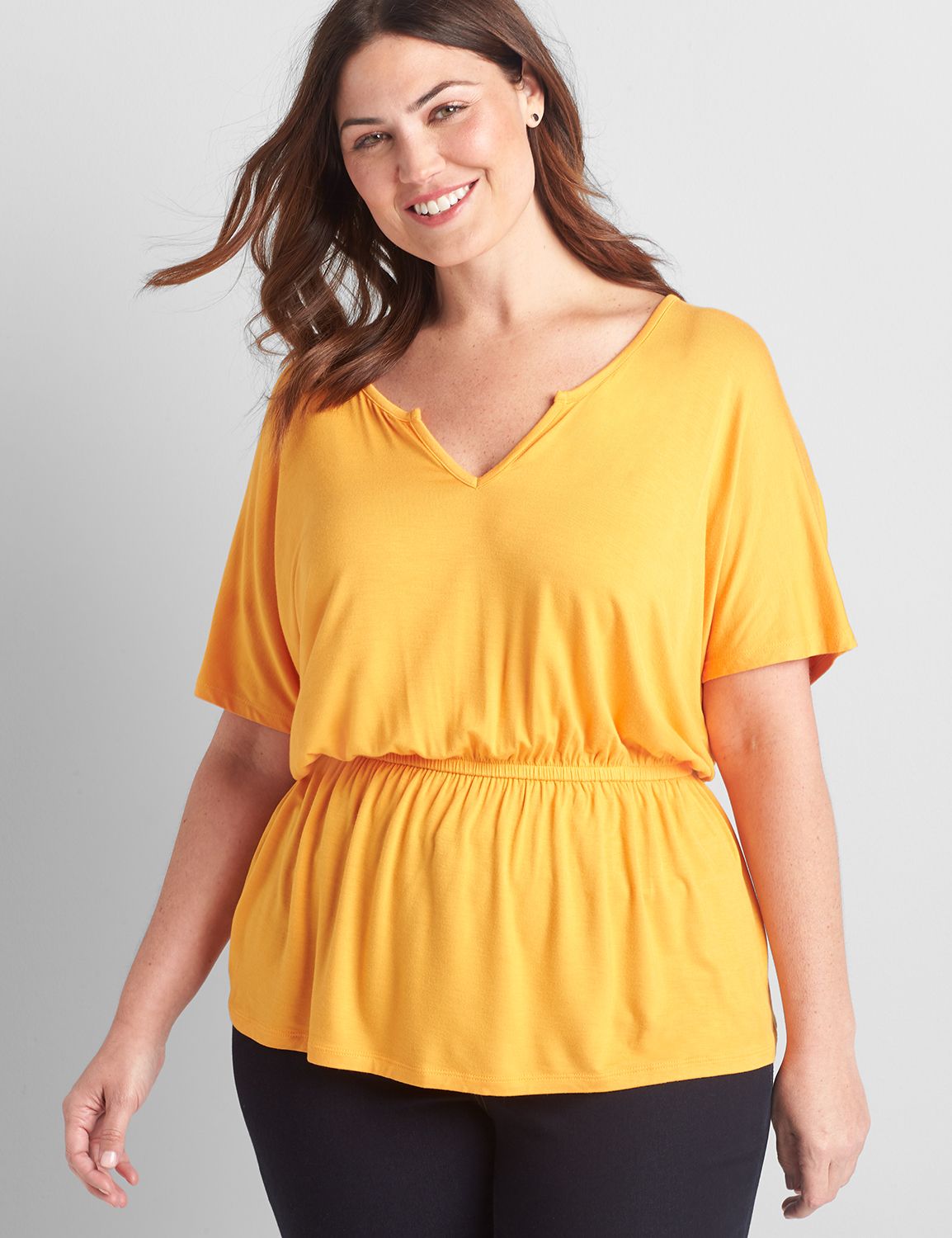 Dolman Notch-Neck Babydoll Tee Product Image 1