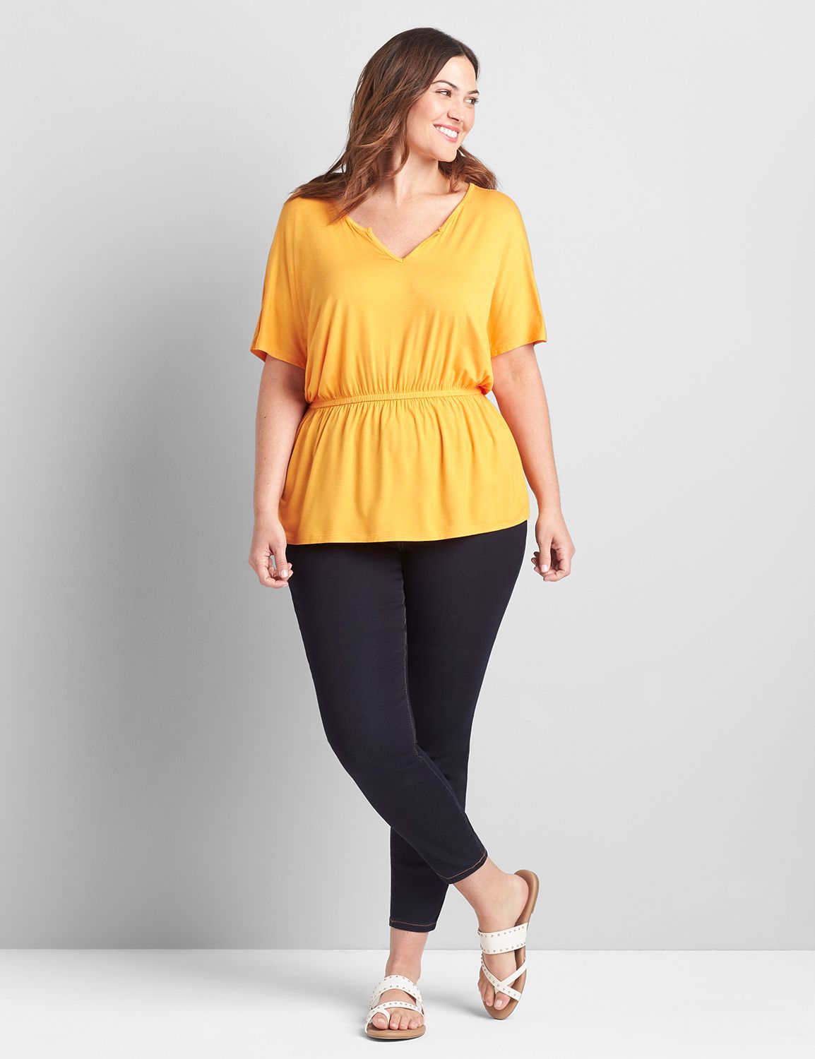 Dolman Notch-Neck Babydoll Tee Product Image 3