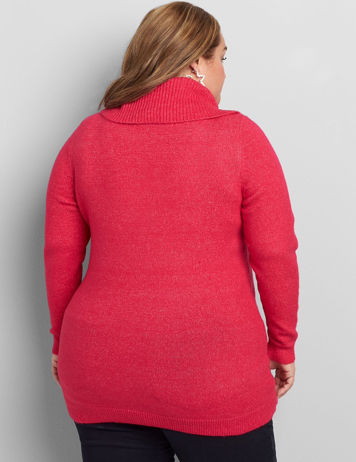 1113209 Long Sleeve Rib Cowl Neck Pullover:PANTONE Pink Peacock:14/16 Product Image 2