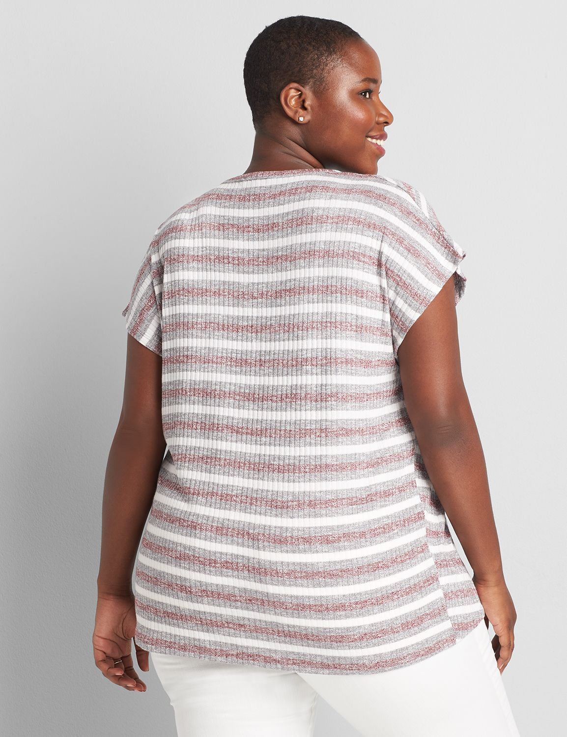 Dolman-Sleeve Chevron Stripe Top Product Image 2