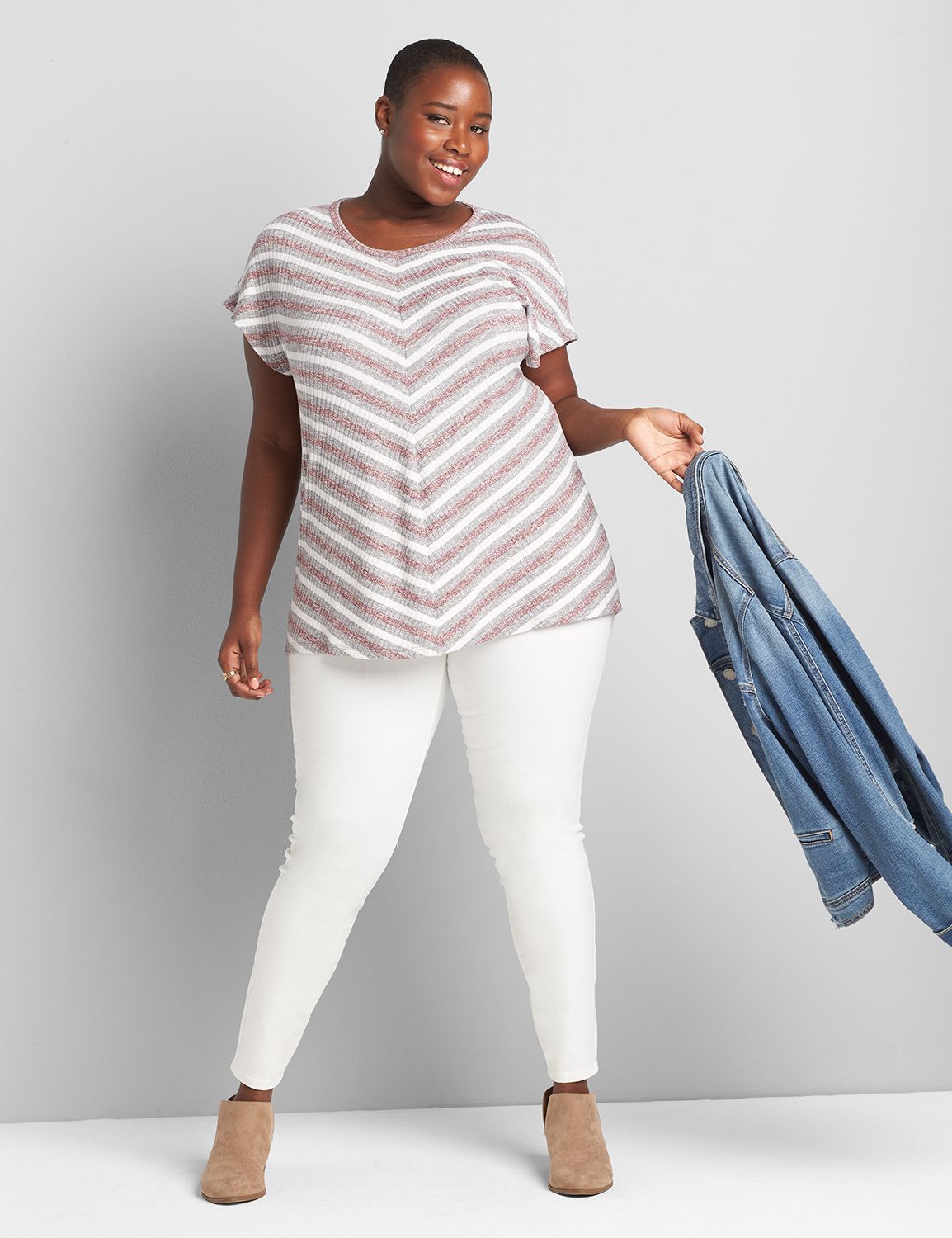 Dolman-Sleeve Chevron Stripe Top Product Image 3