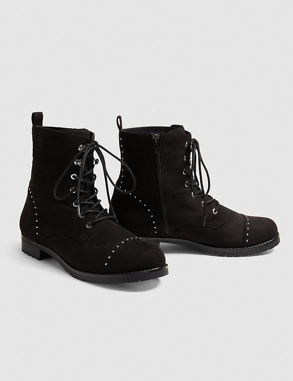 Dream Cloud Lace-Up Combat Boot - Studded Faux Suede