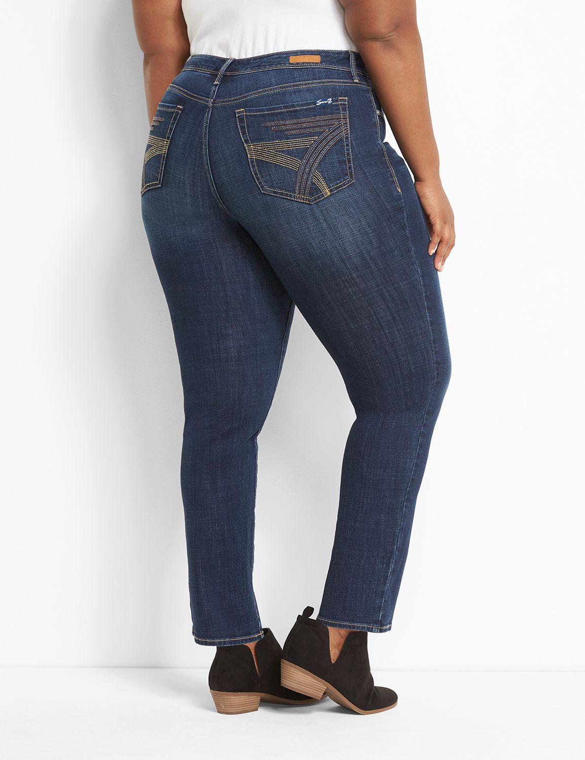 Seven7 Straight Jean With Back Pocket Embroidery