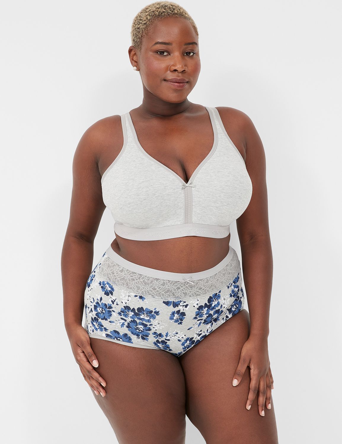 Cotton High-Waist Brief Panty With Lace Waist