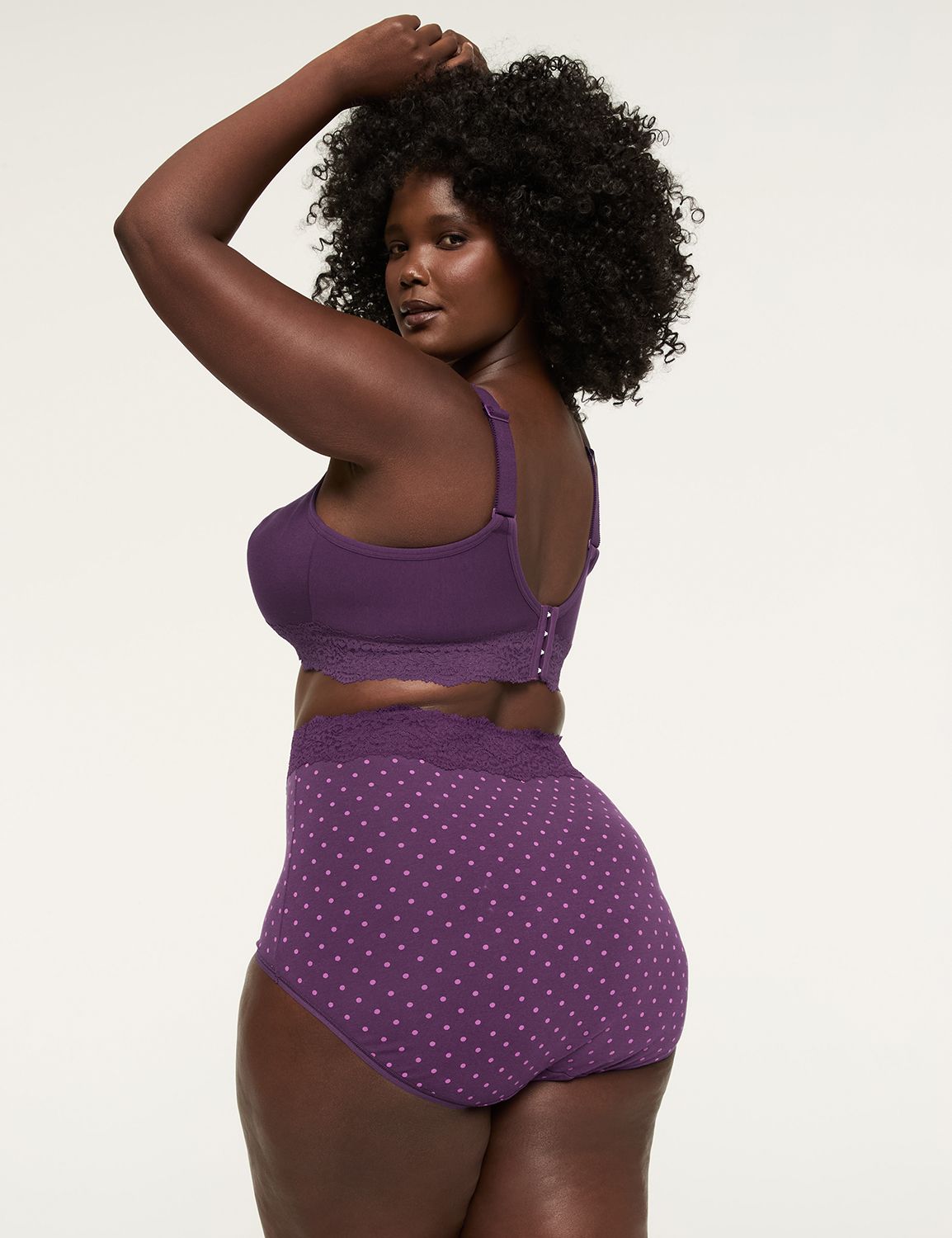 Cotton High-Waist Brief Panty With Lace Waist
