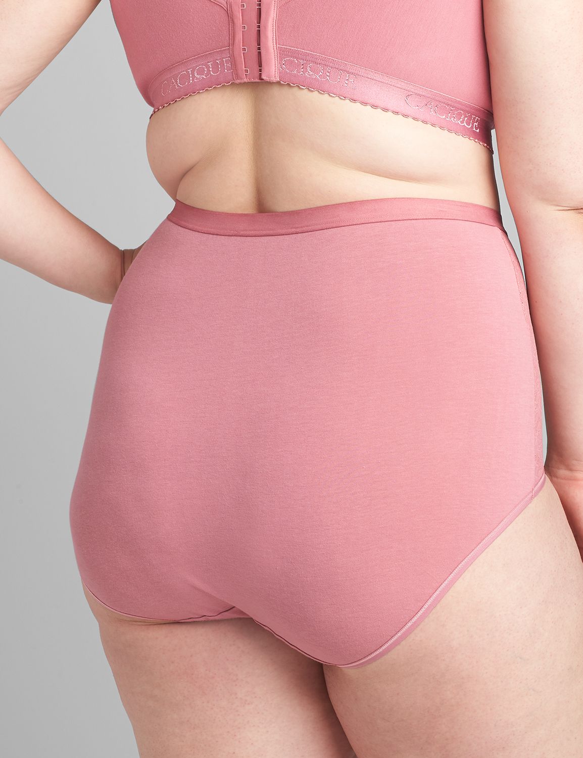 Cotton High-Waist Brief Panty with Lace Product Image 2