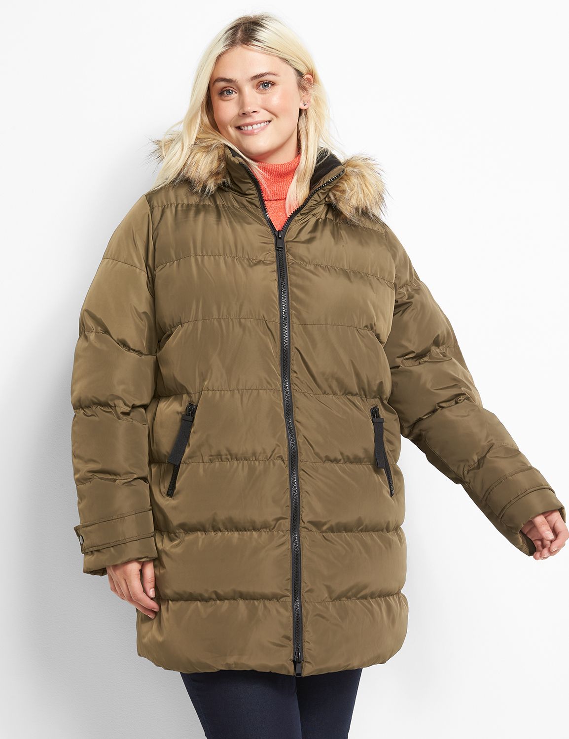 Nylon Heavy Fill Lined Hood 1123185:Olivia Olive (Bernardo):14/16