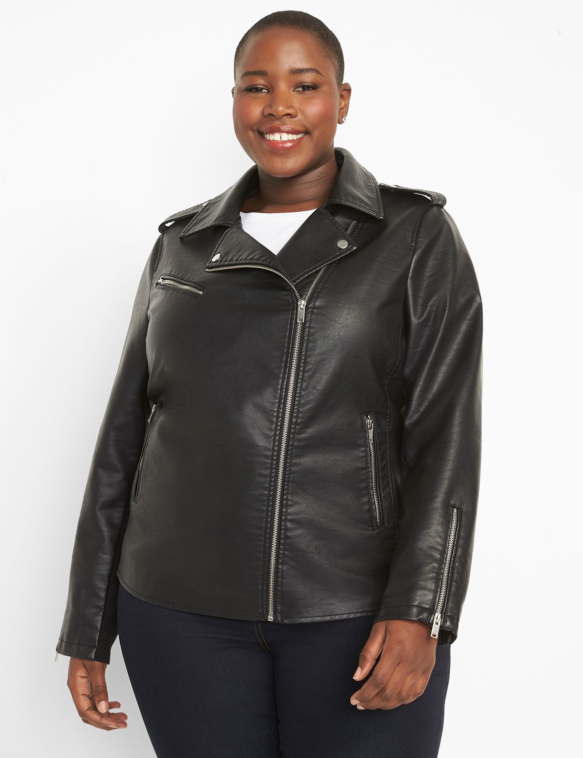 Faux-Leather Moto Jacket | LaneBryant