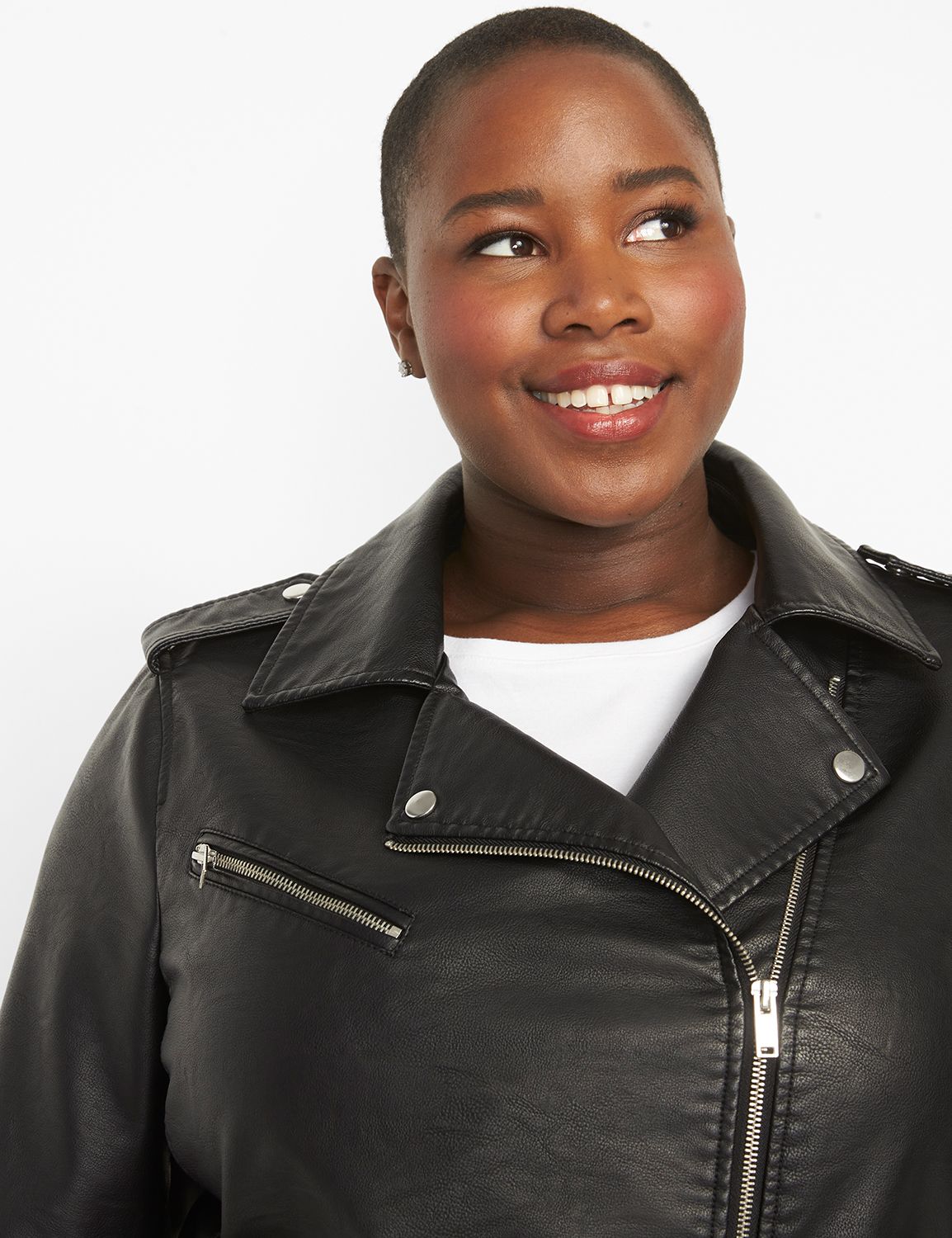 Faux-Leather Moto Jacket | LaneBryant