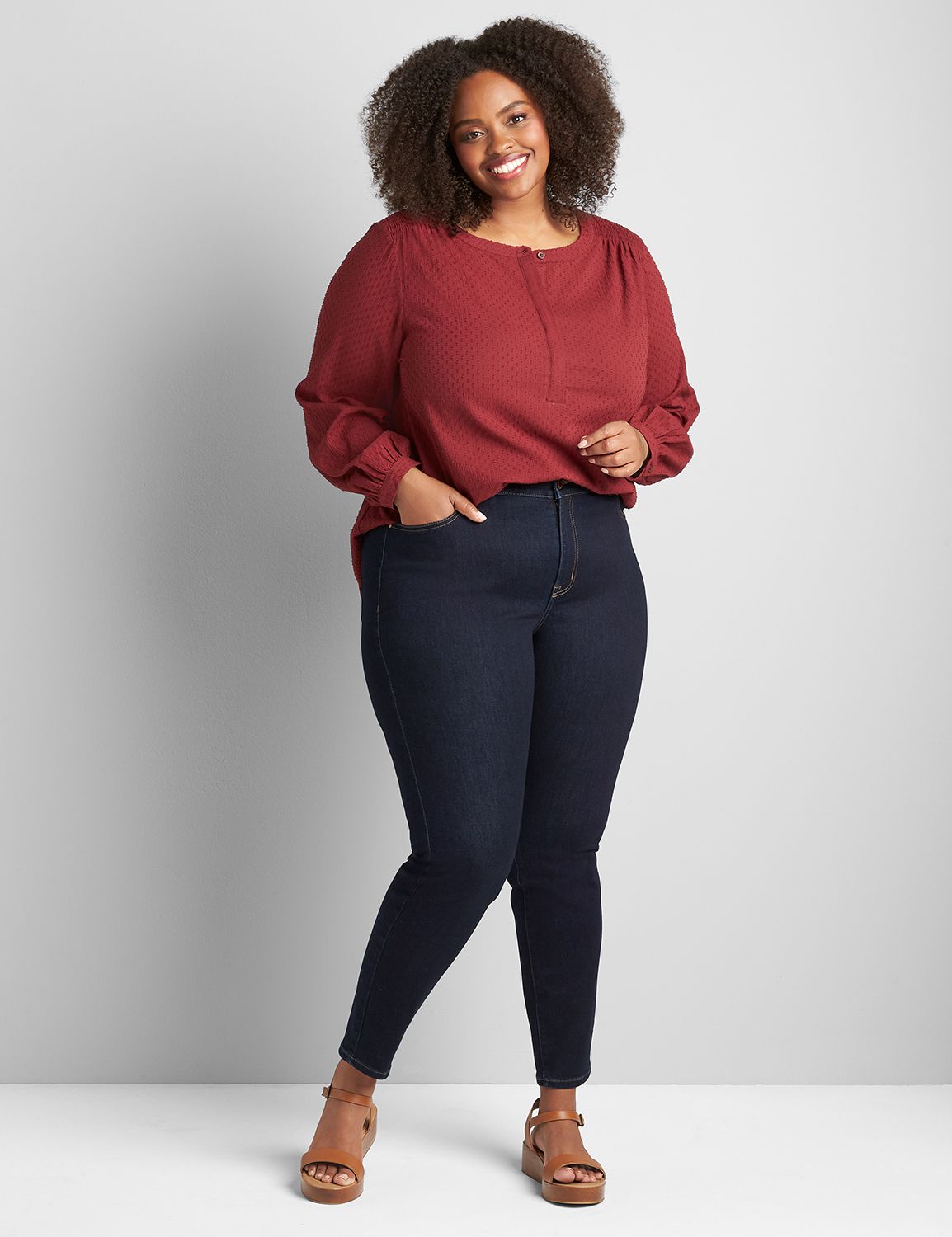 Smocked Yoke Button-Down Top Product Image 3
