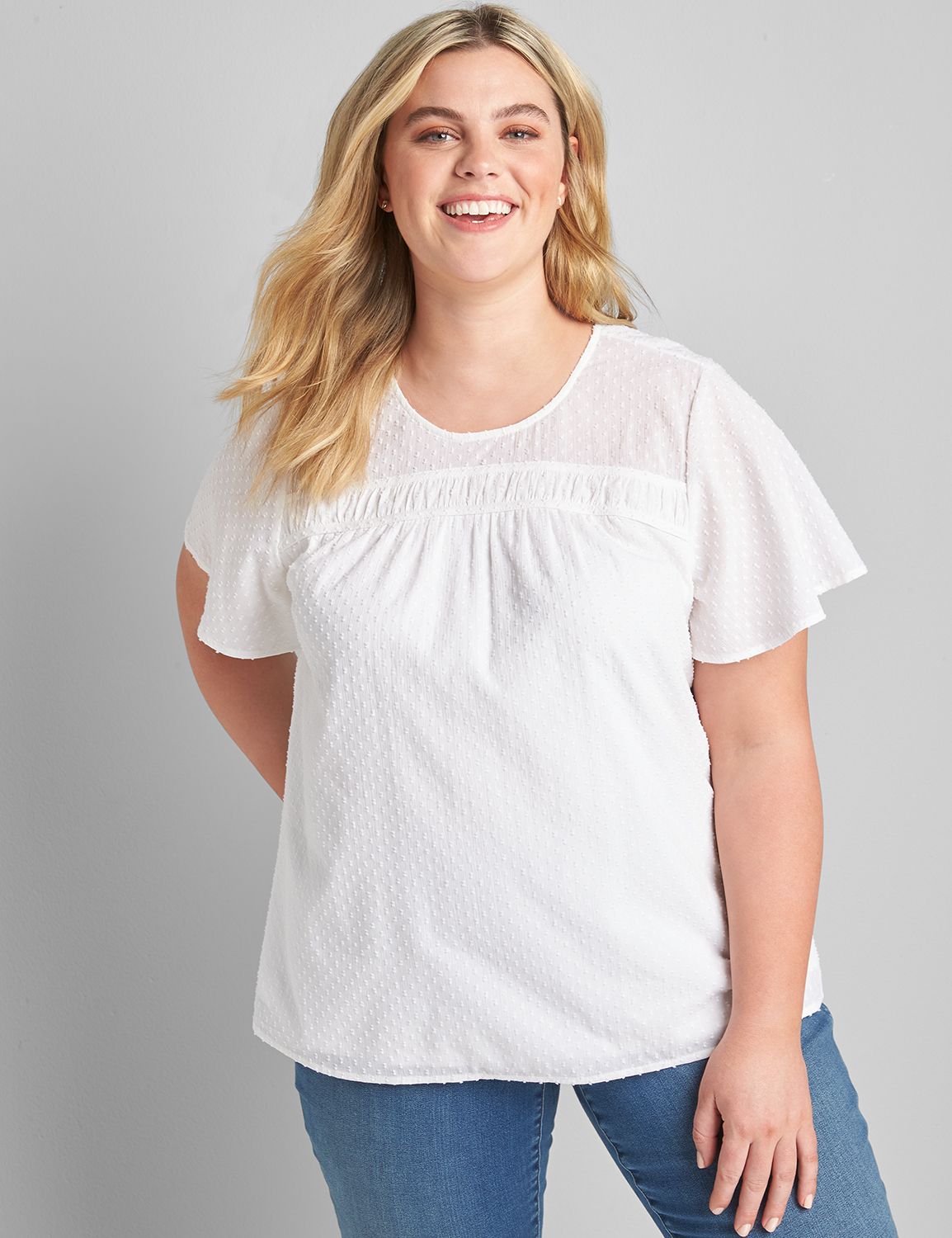 Flutter-Sleeve Smock Detail Top Product Image 1