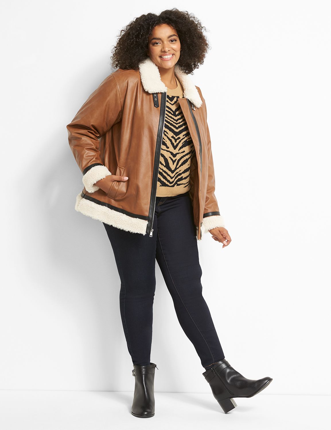 Faux Leather-trimmed shearling jack Product Image 3