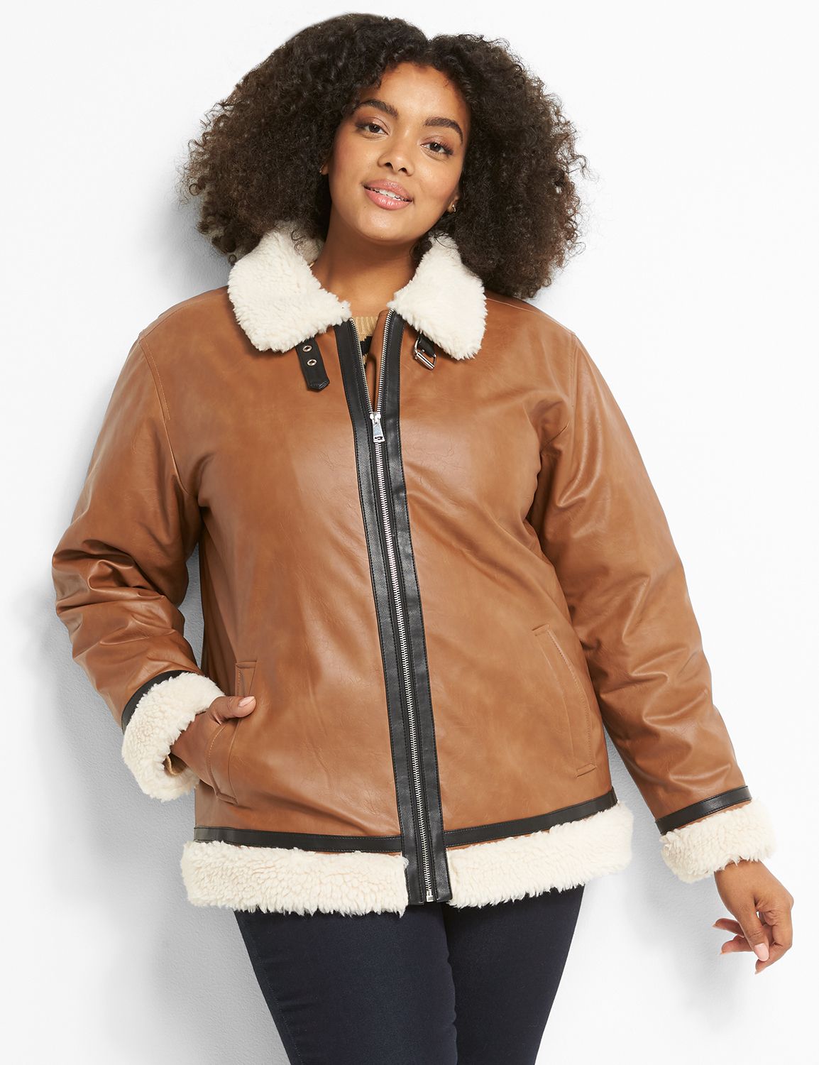 Lane bryant leather coats on sale