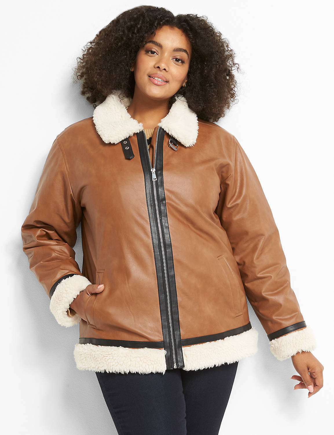 Faux Leather-trimmed shearling jack Product Image 4