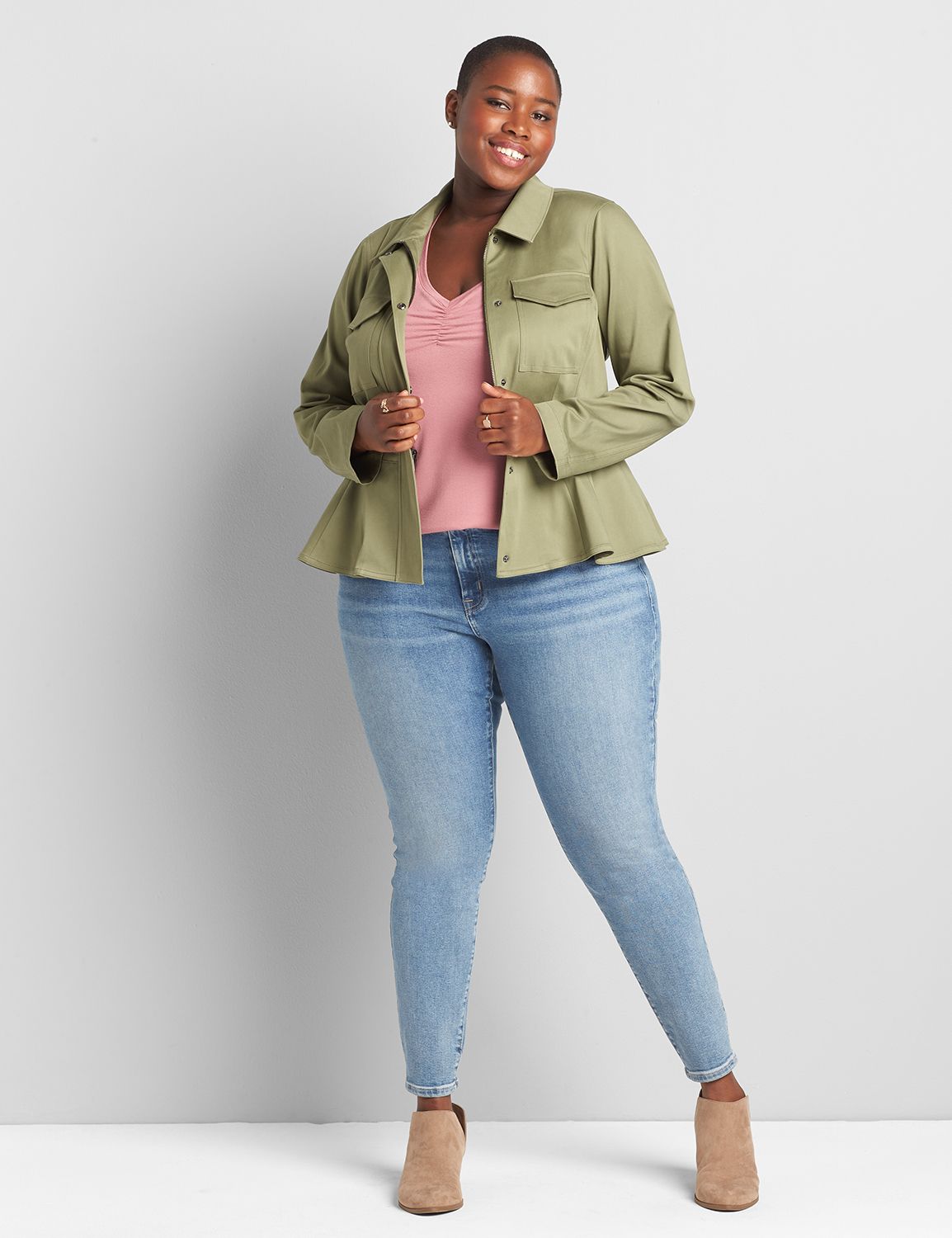 Cropped Peplum Utility Jacket