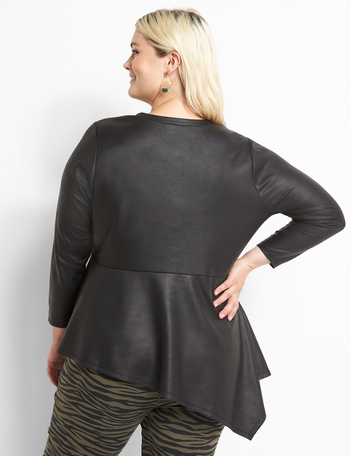 Asymmetrical peplum store top plus size