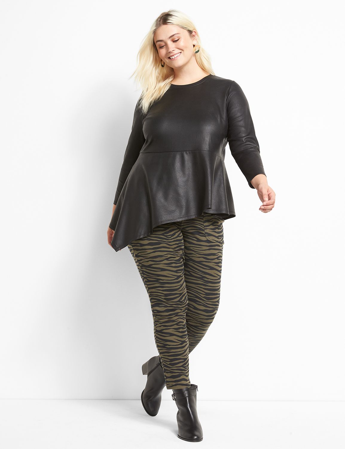Asymmetric Peplum Knit Top Product Image 3