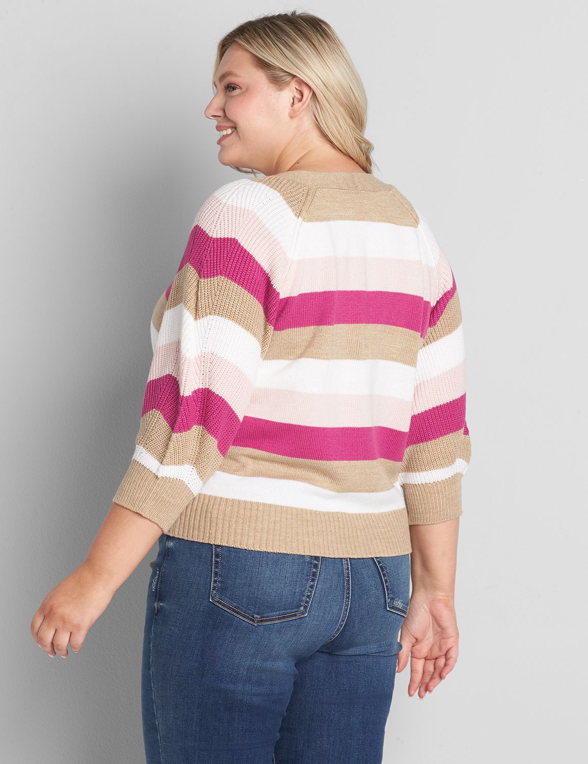 3/4-Sleeve Ribbed Cardigan Product Image 2