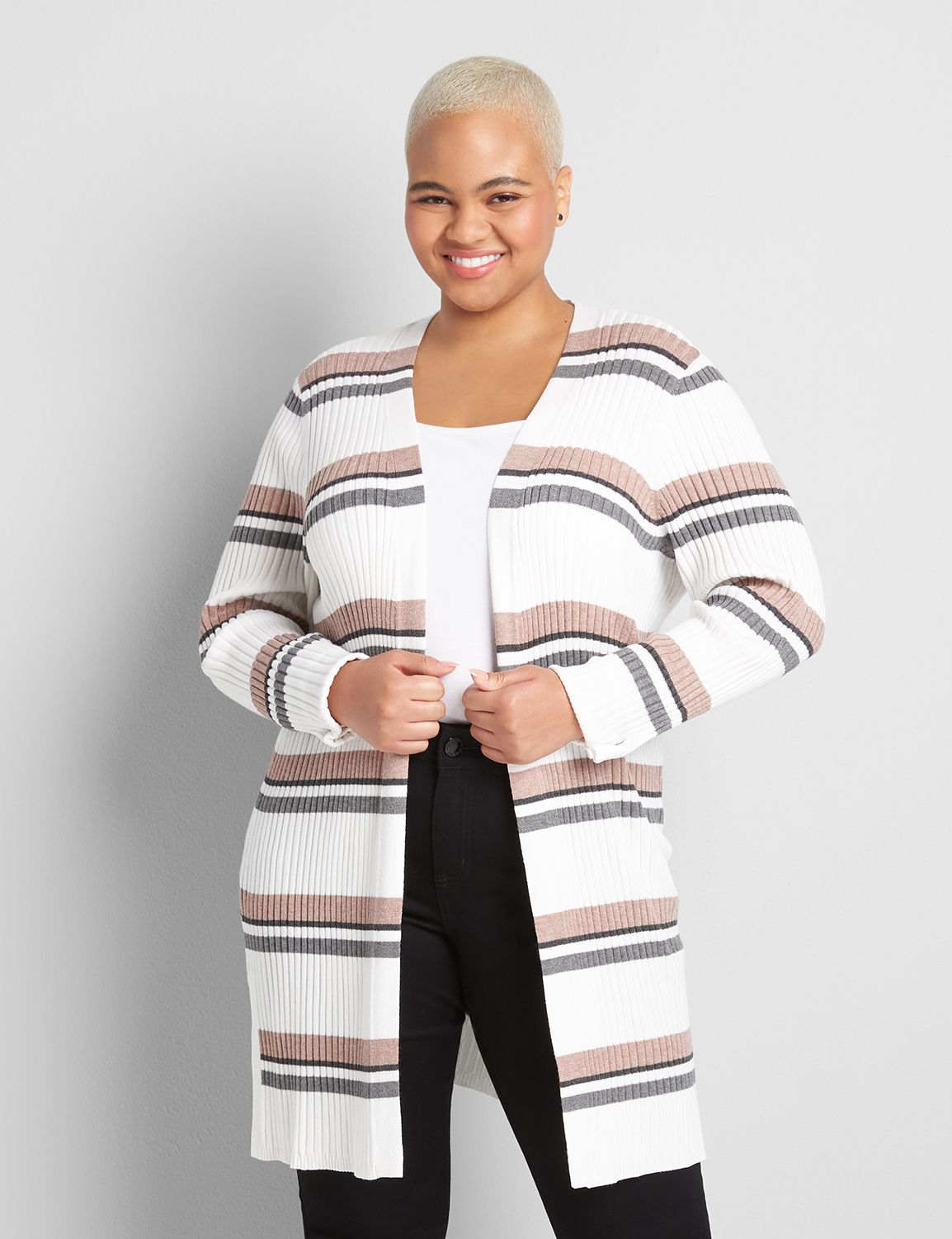 Striped Open-Front Overpiece Product Image 1