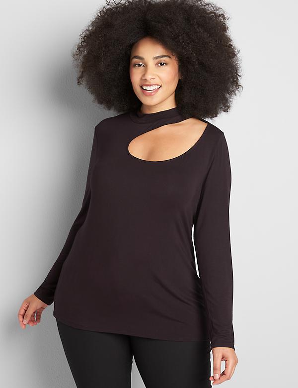 Turtleneck Tee With Cutout 
