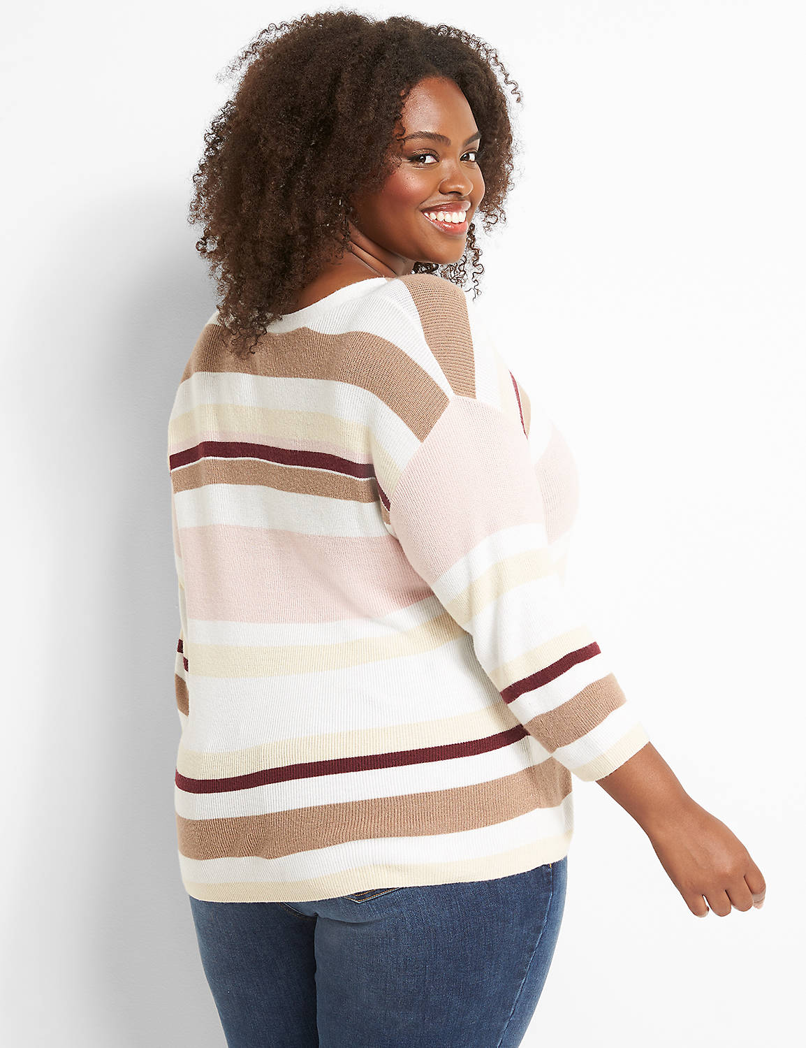 Striped 3/4-Sleeve Pullover Product Image 2