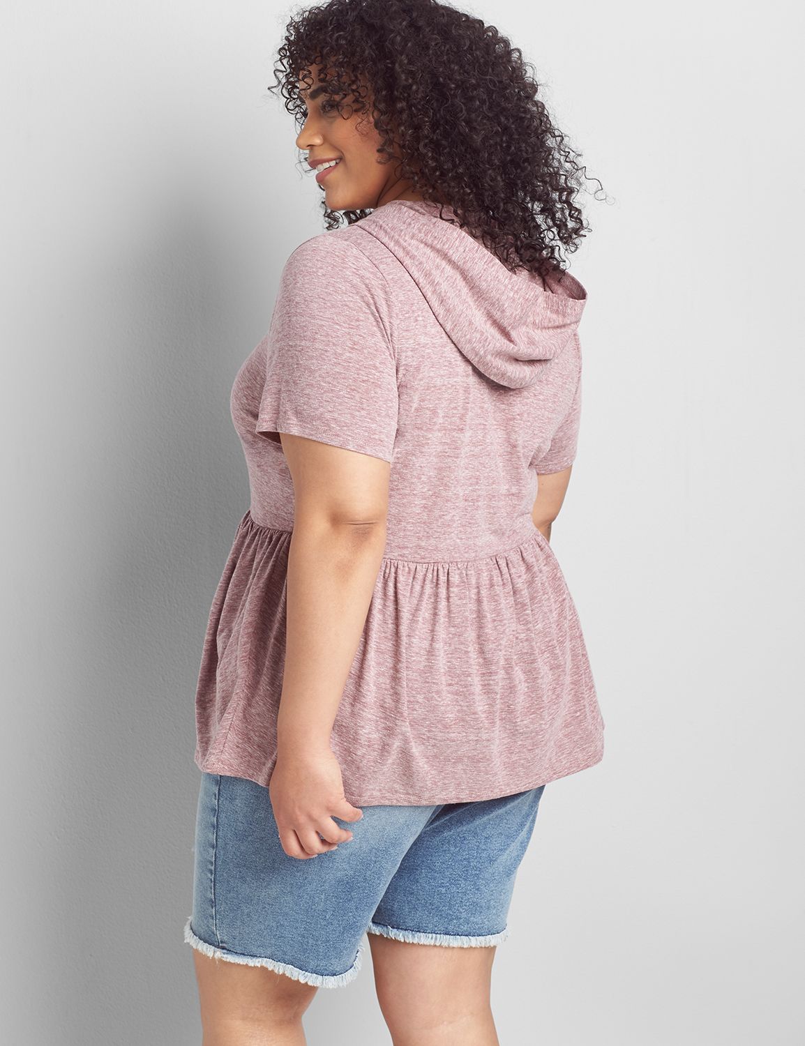 Short Sleeve Hooded Babydoll Tee 1123133:PANTONE Zinfandel:22/24 Product Image 2