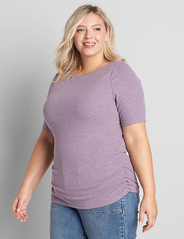 Perfect Sleeve Boatneck Ruched-Side Tee