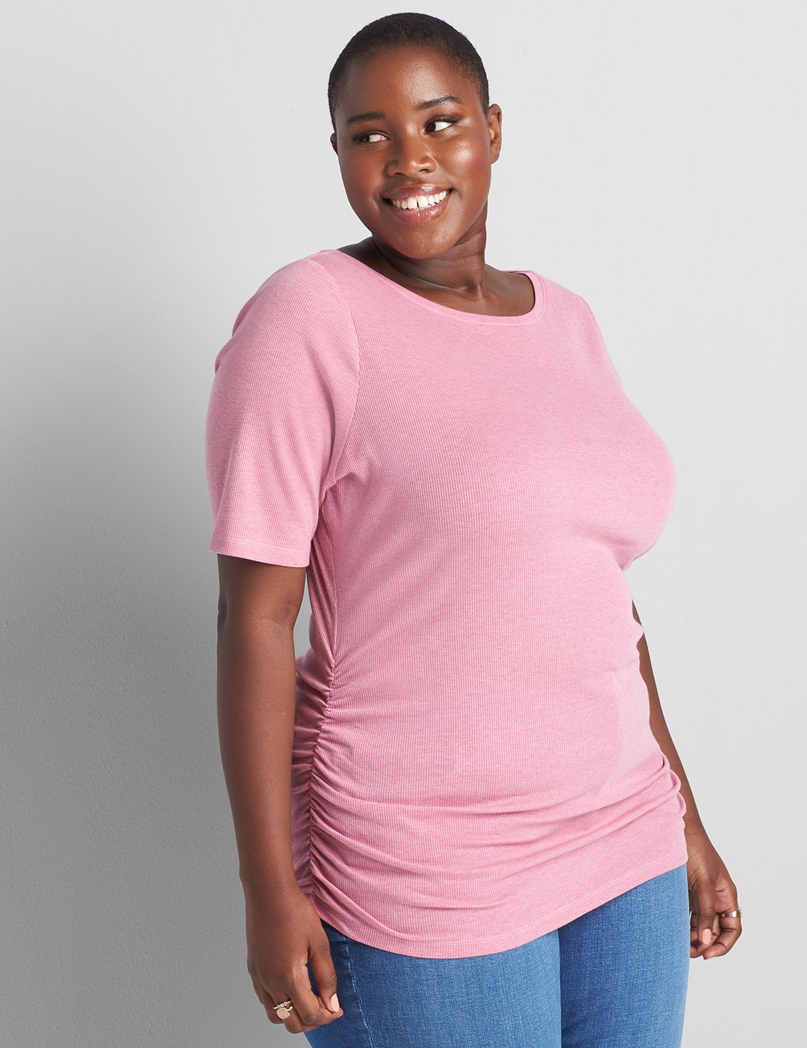Perfect Sleeve Boatneck Ruched-Side Tee Product Image 1