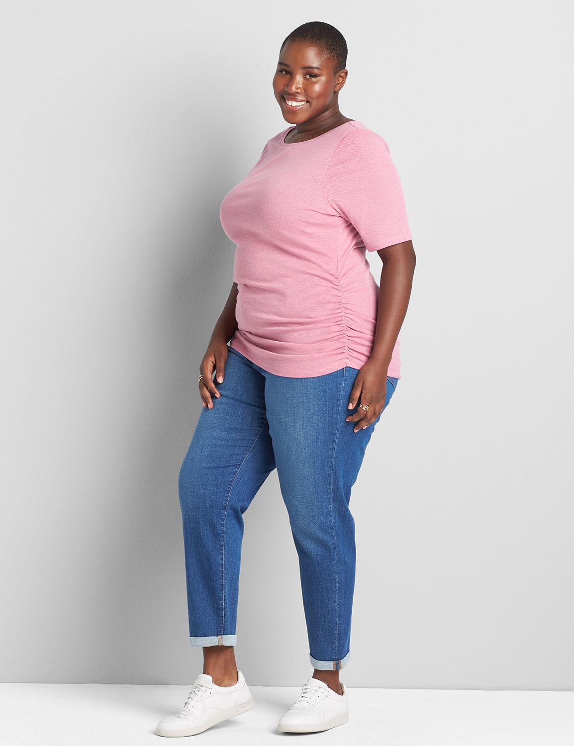 Perfect Sleeve Boatneck Ruched-Side Tee Product Image 3