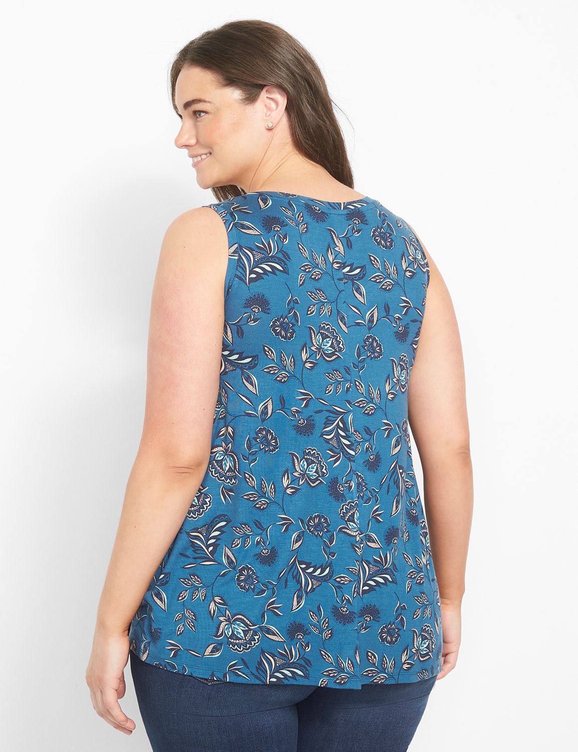Sleeveless V Neck Swing Solid Tank Product Image 2