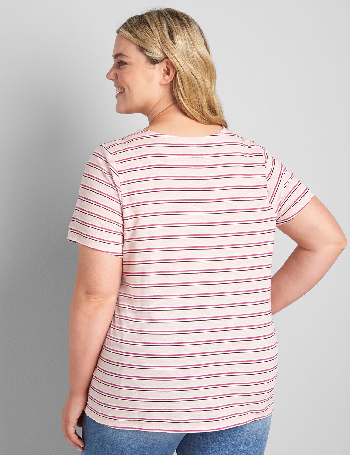 Short Sleeve Crew Neck Tie Hem 1121793:LBF21078FrescaStripe_CW7:18/20 Product Image 2