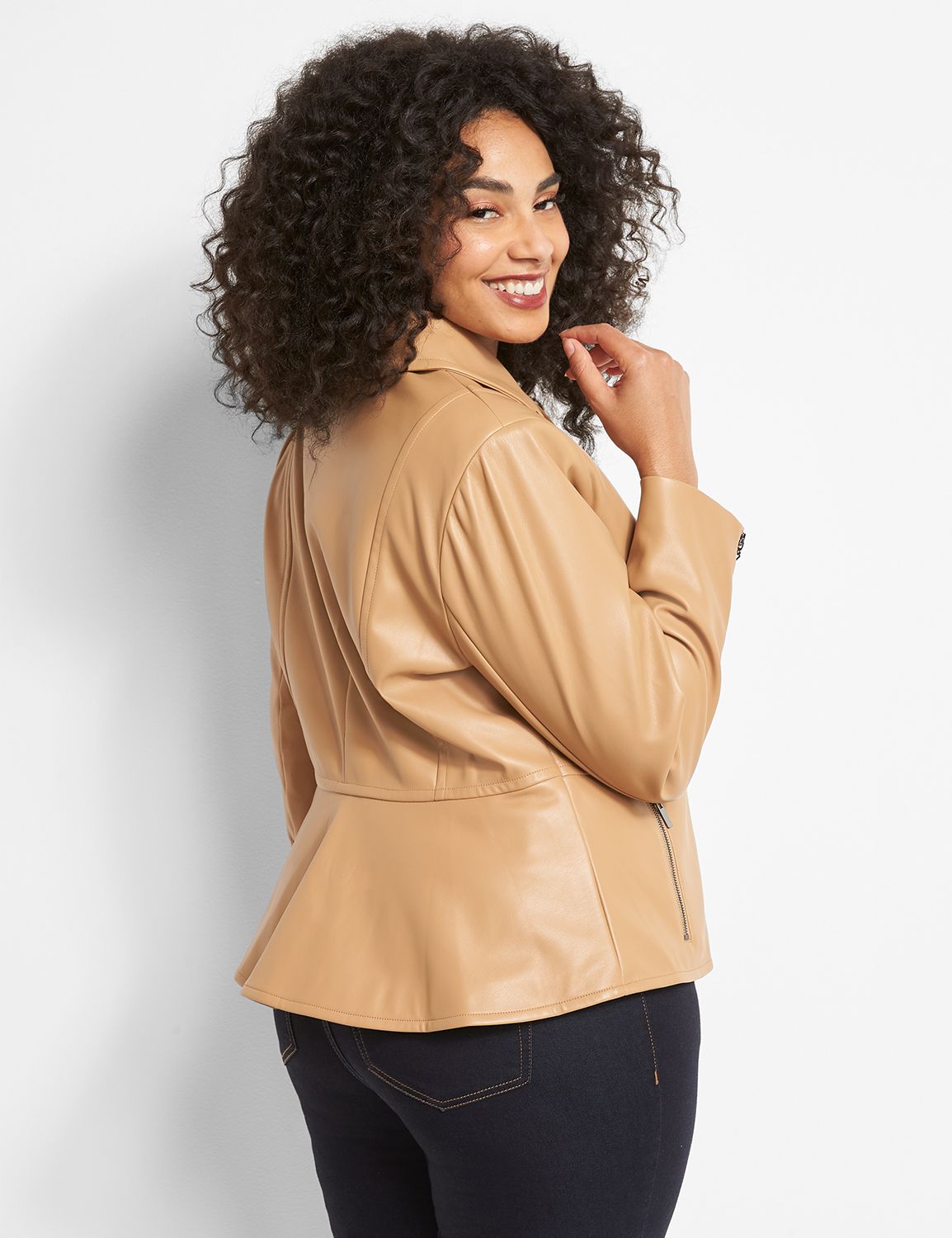 Faux leather peplum hot sale jacket plus size