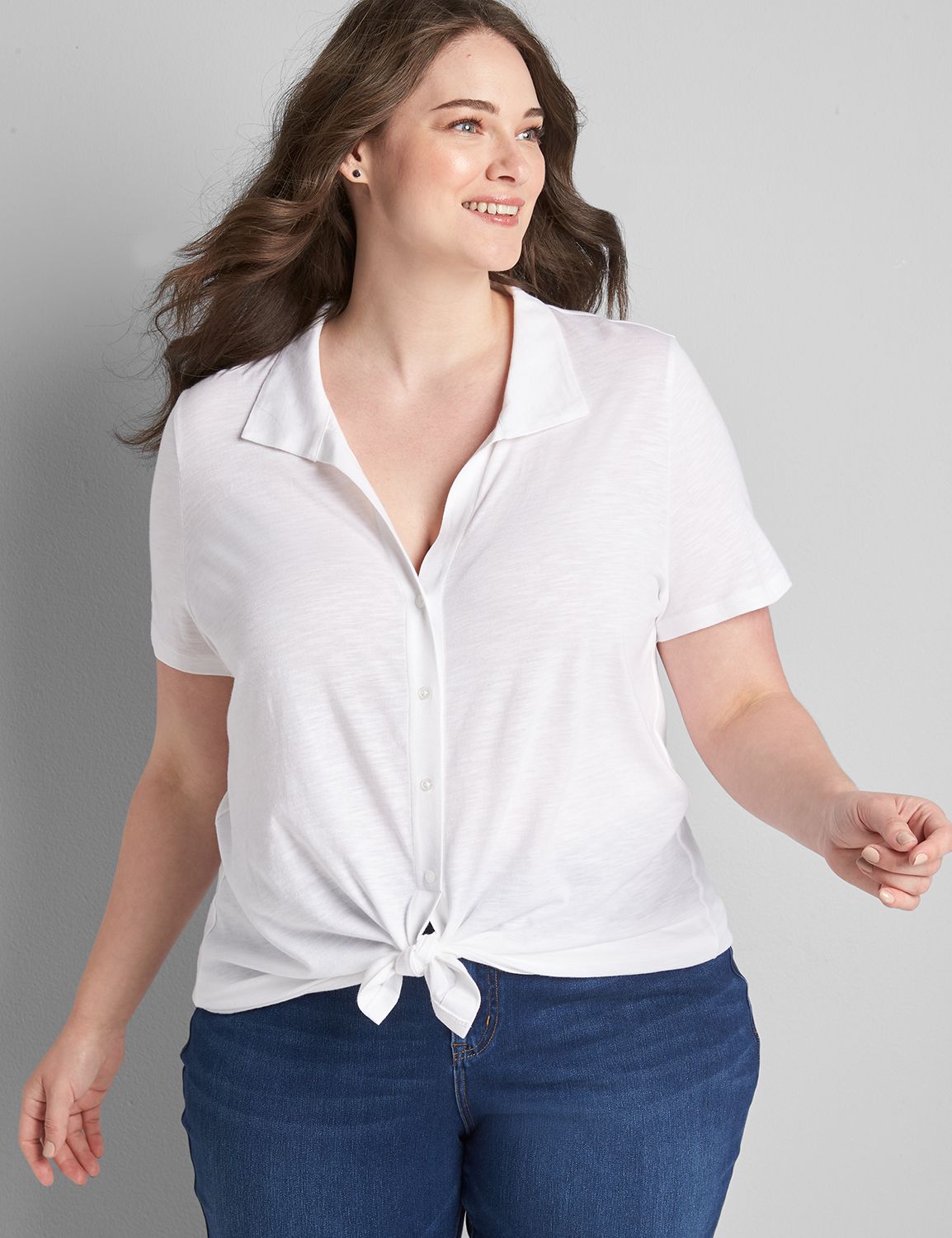 Lane bryant white hot sale button down shirt