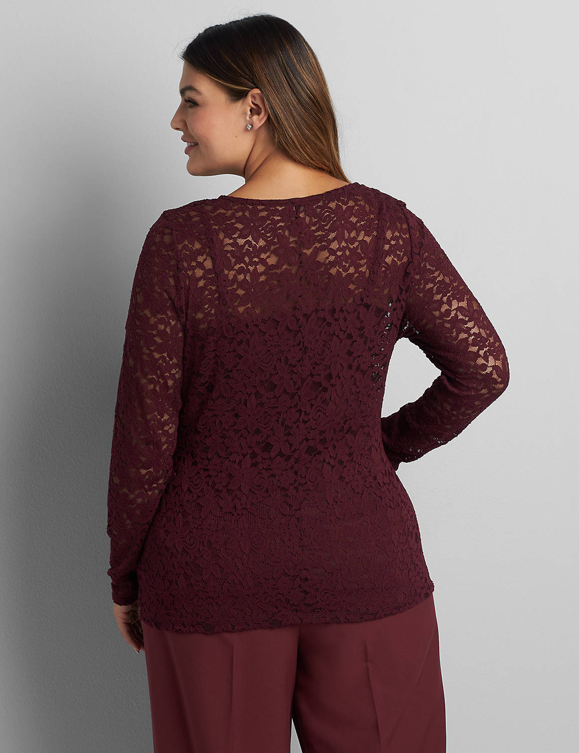V-Neck Sheer Lace Top Product Image 2