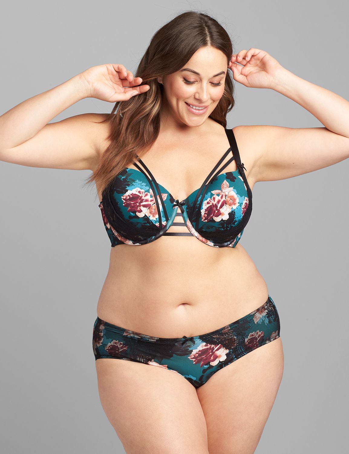 Midnight Floral Lightly Lined Balconette Bra LaneBryant