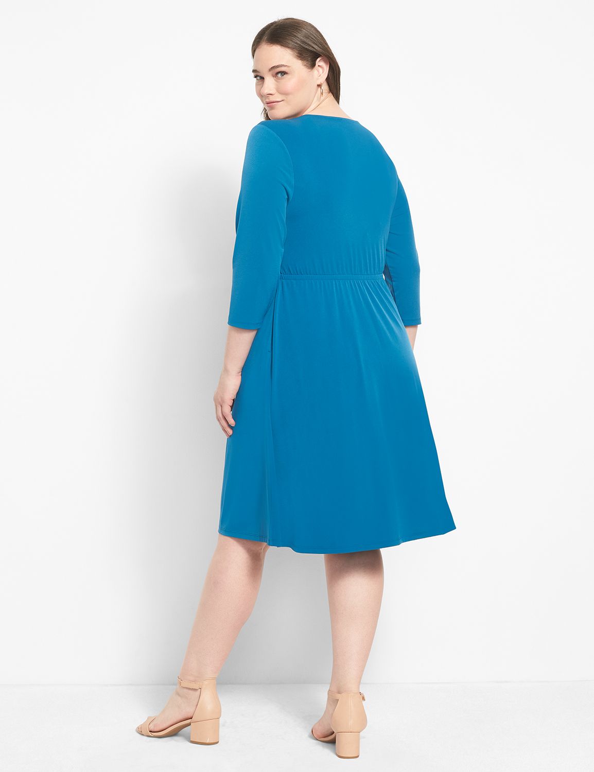 3/4 Sleeve Surplice Overlap Skirt F Product Image 2
