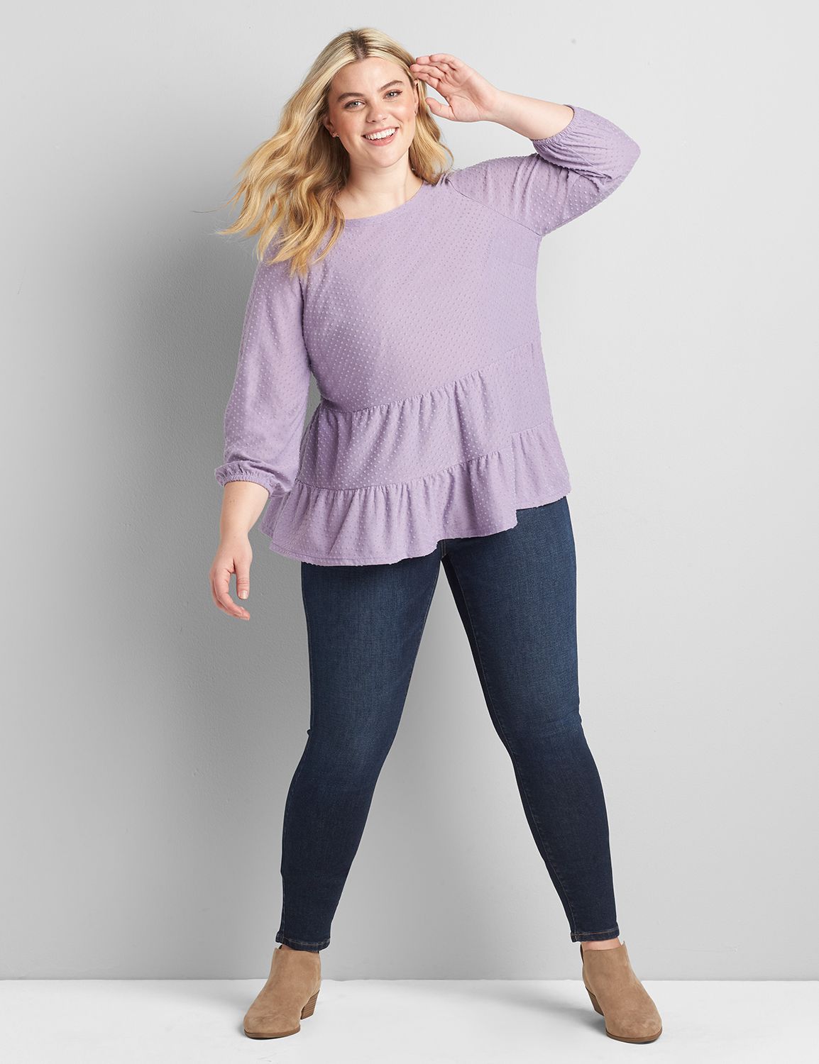 3/4-Sleeve Tiered Babydoll Top Product Image 3