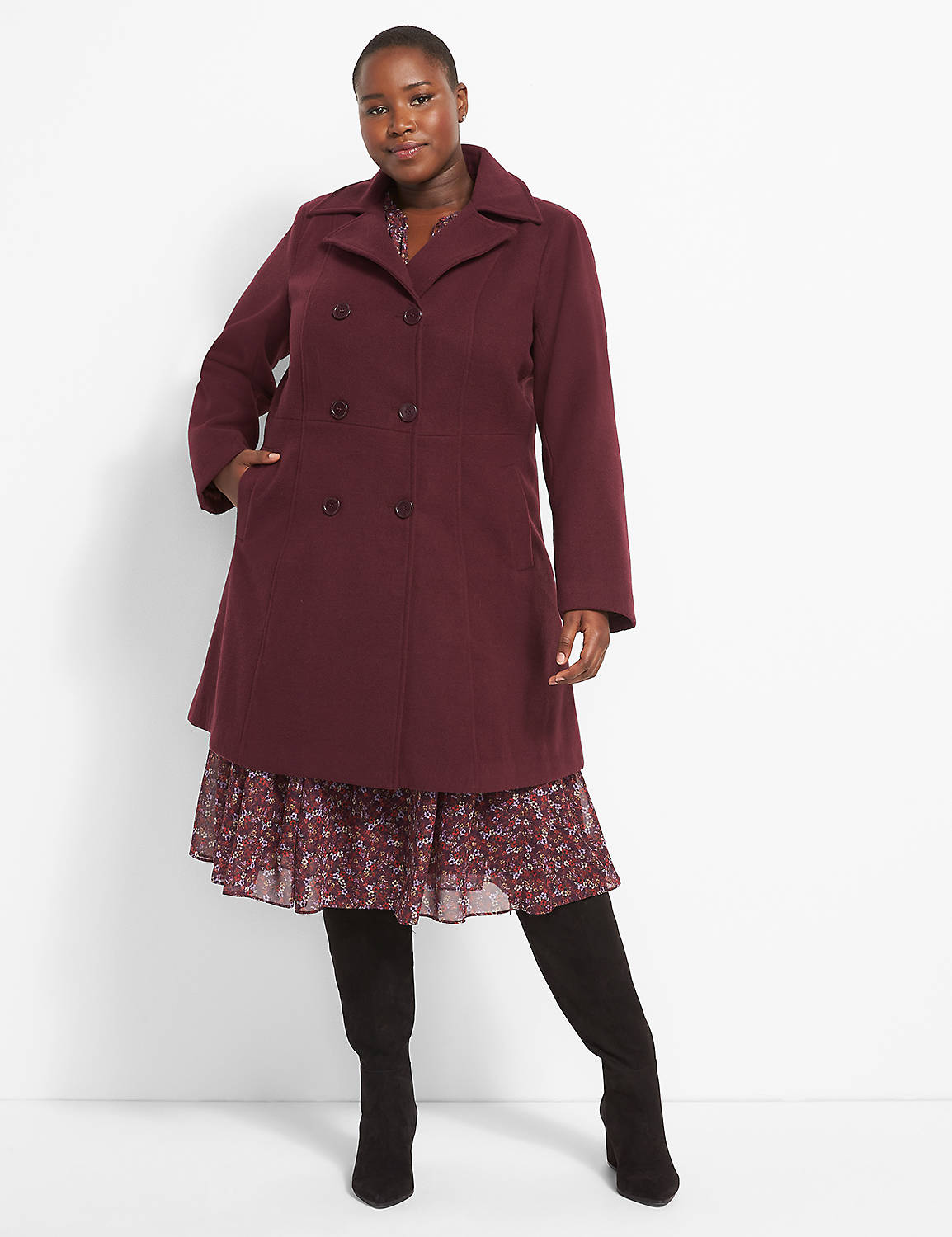 Double Breasted Faux Wool Coat 1123 Product Image 1