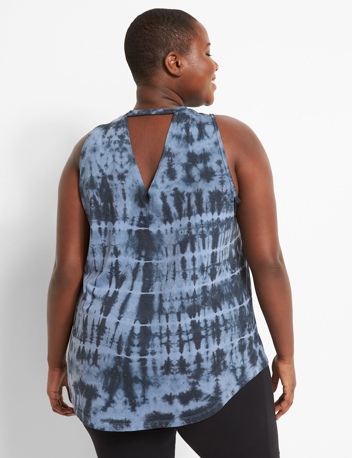 Sleeveless Crew Neck V Back Tie Dye Product Image 2
