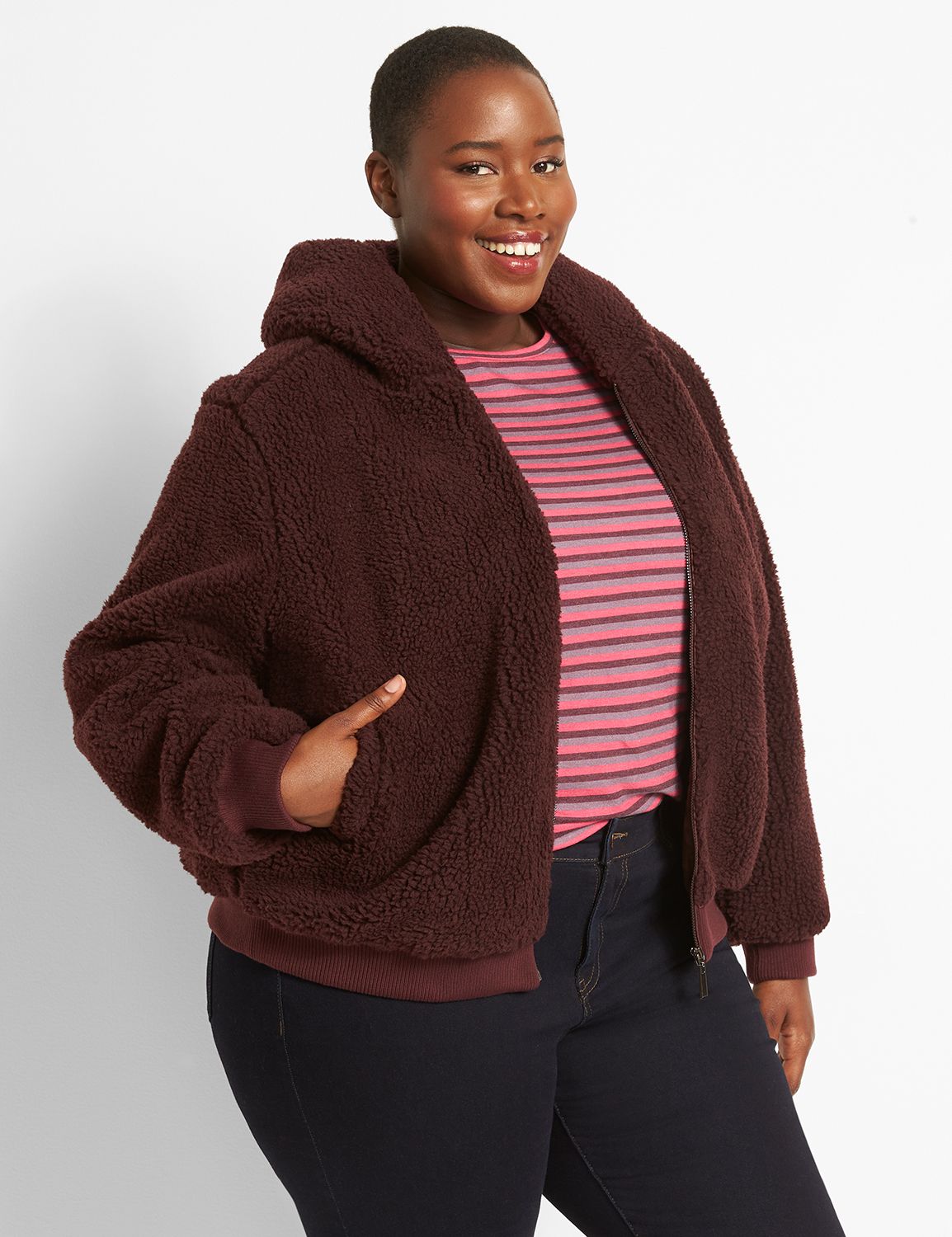 Plus size women's sherpa jacket best sale