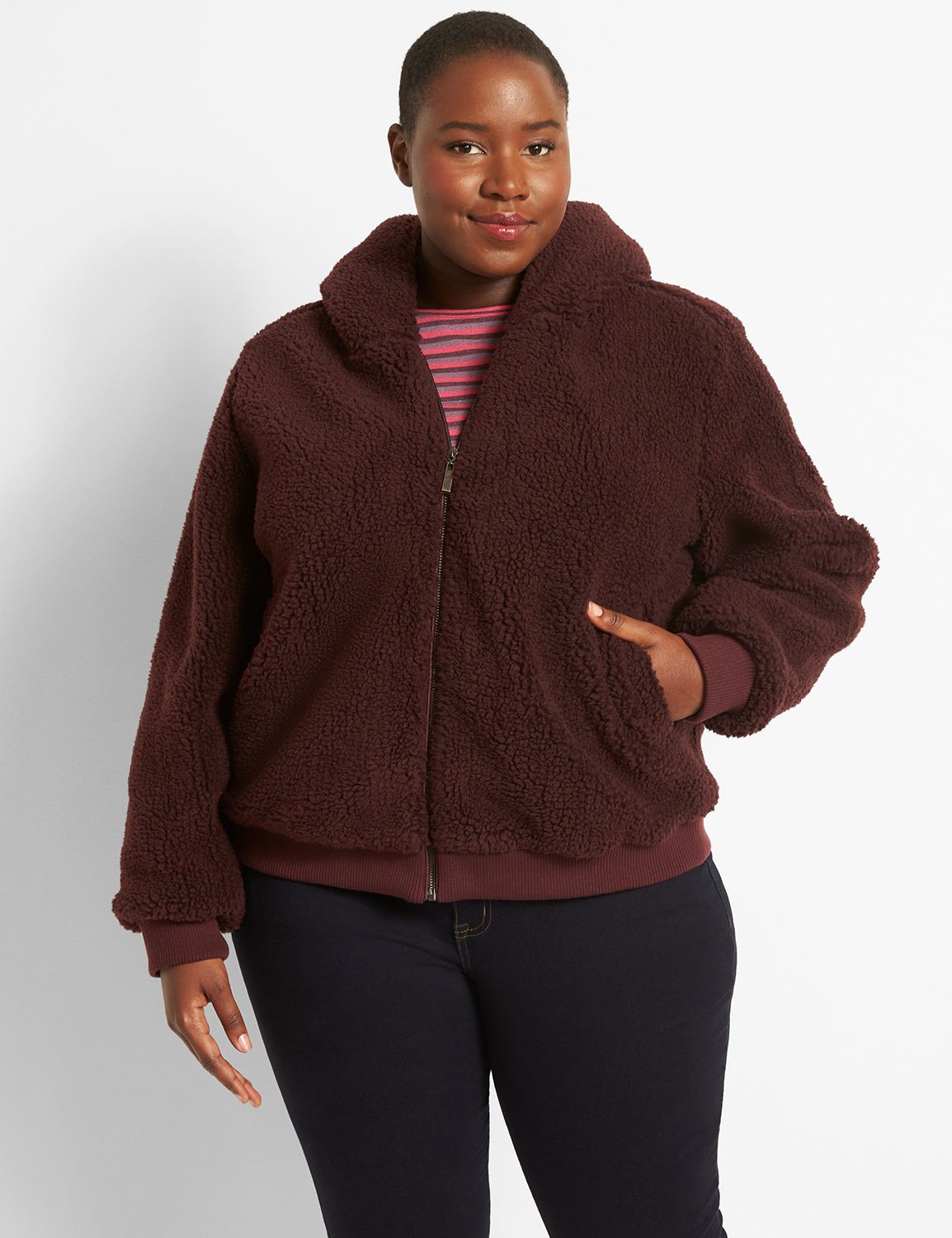 Burgundy 2025 sherpa jacket