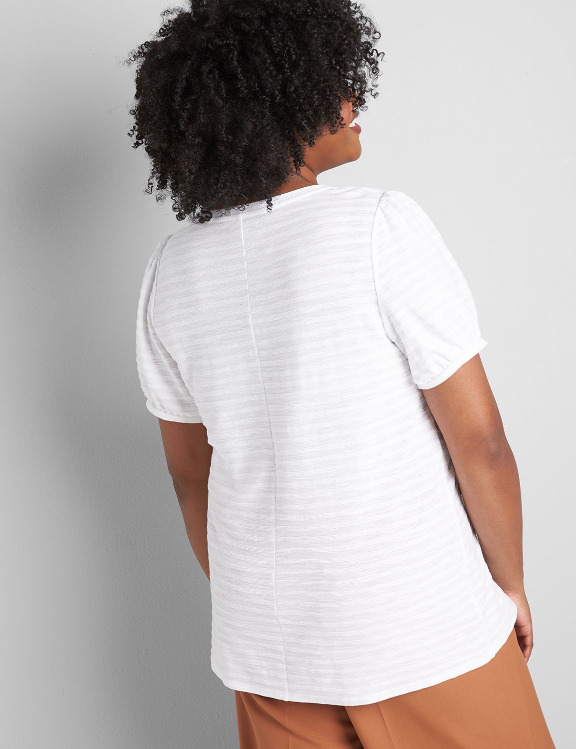 Puff Short Sleeve Crew Neck Texture Tee 1122088:Ascena White:34/36 Product Image 2