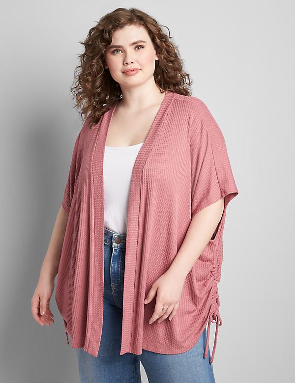 Side-Ruched Dolman-Sleeve Overpiece