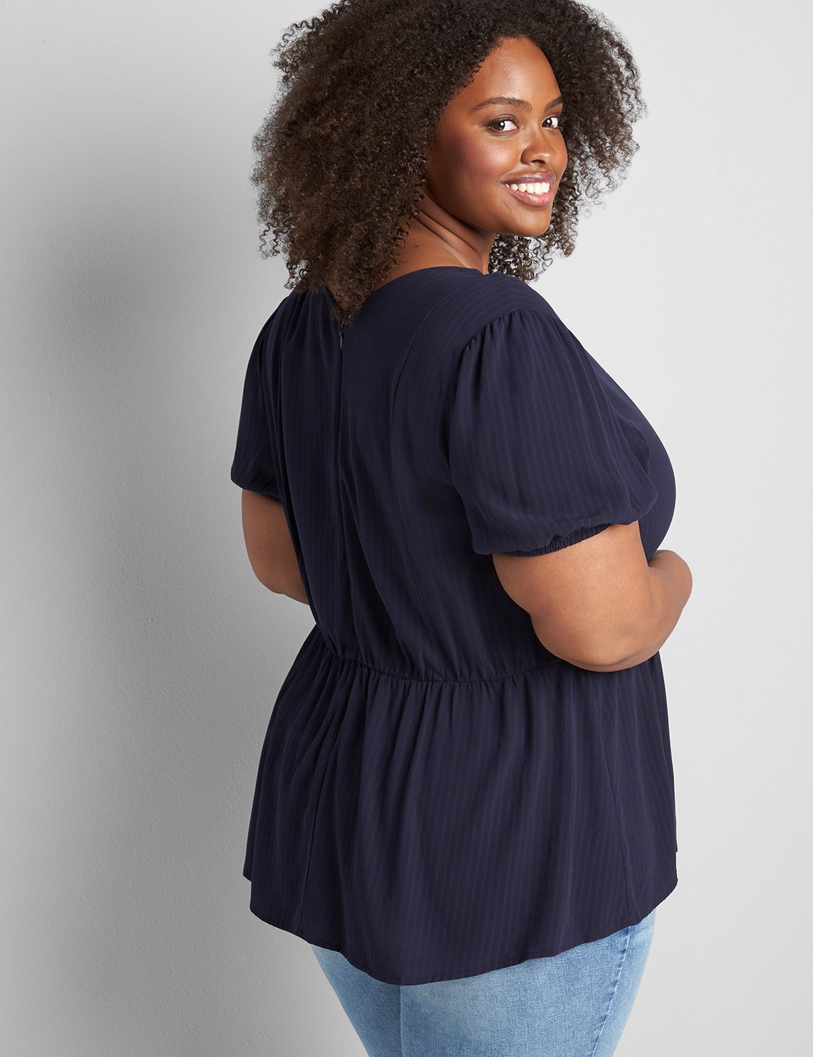Shirred Peplum Top Product Image 2