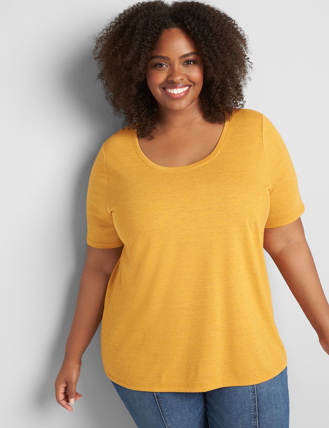 Perfect Sleeve Scoop-Neck Tee - Shine Product Image 1