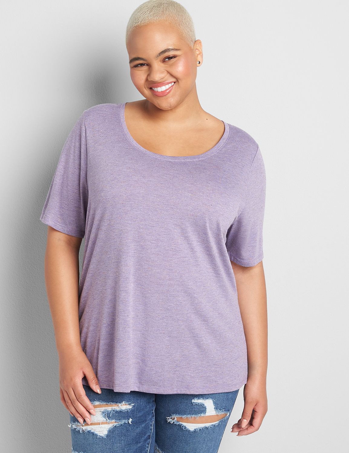 Perfect Sleeve Scoop-Neck Tee - Shine Product Image 1