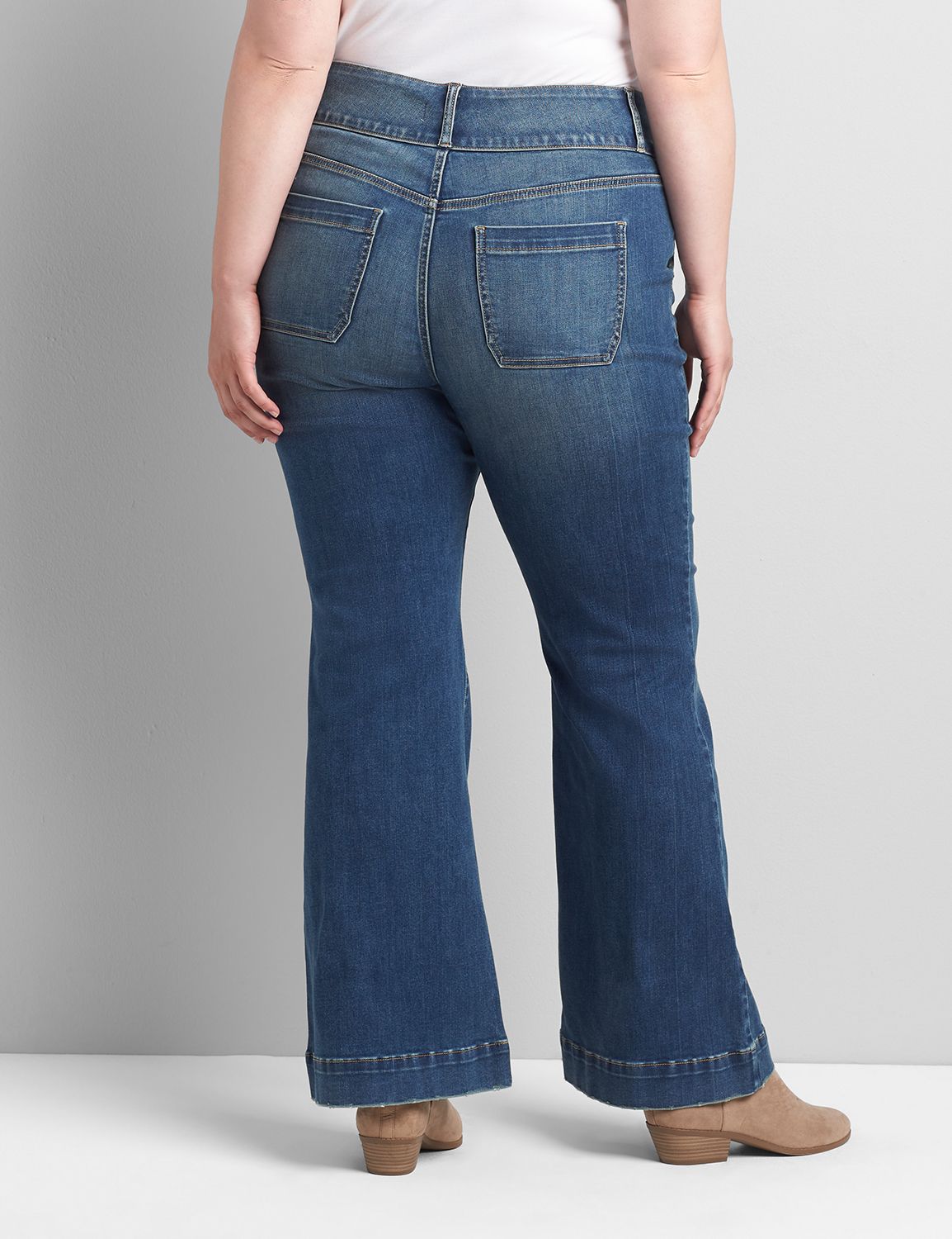 Signature Fit High-Rise 3-Button Flare Jean - Medium Wash Product Image 2
