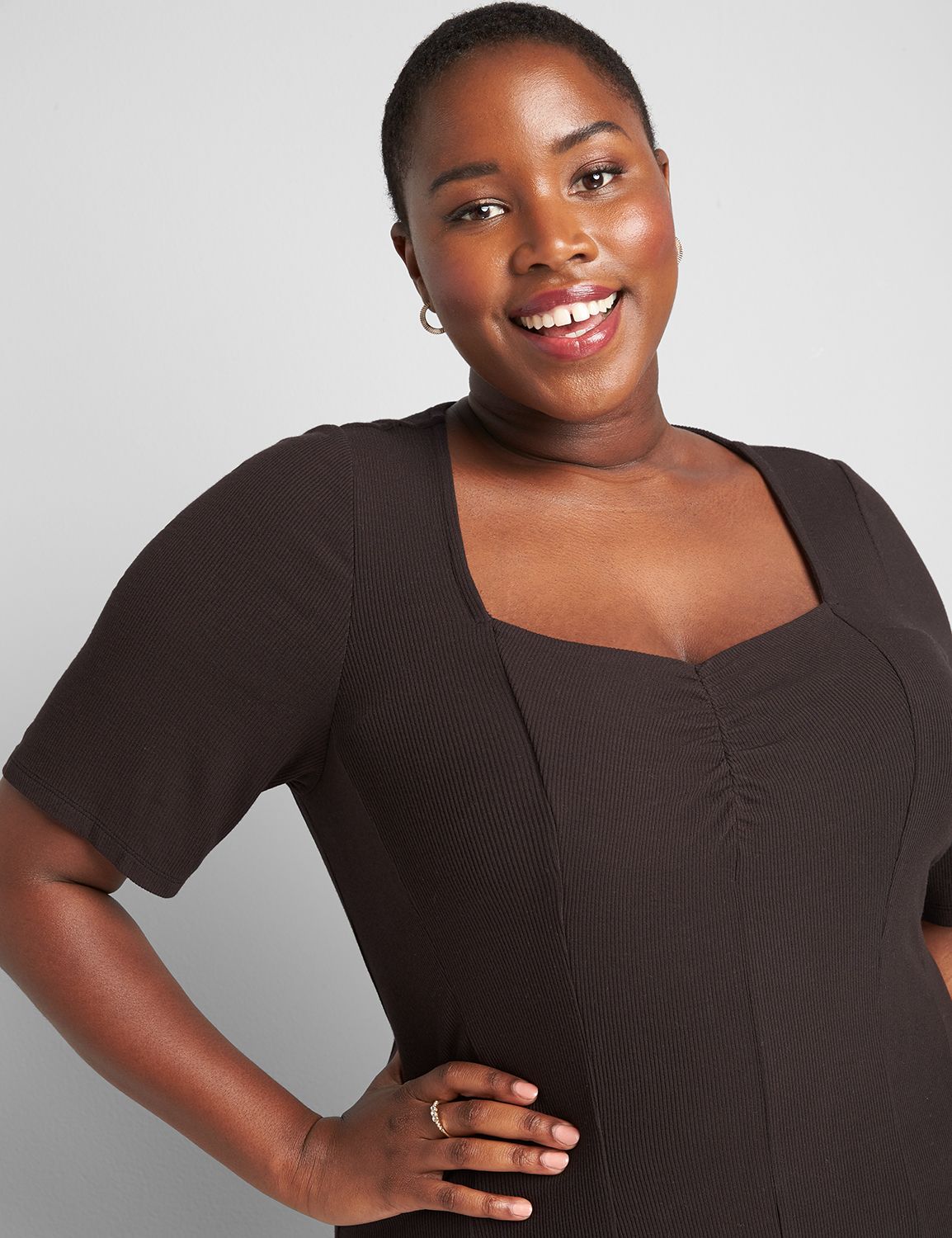Perfect Sleeve Sweetheart Neck Fit and Flare 1121797:Ascena Black:22/24 Product Image 3